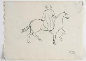 ROSAI Ottone 1895-1957,Uomo a cavallo,1931,Galleria Pananti Casa d'Aste IT 2024-04-19