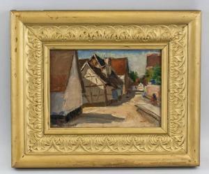 ROSCOE BACON Irving 1875-1962,a landscape scene of a village street,1907,888auctions CA 2019-04-11