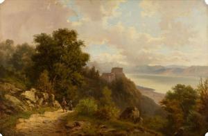 ROSE Alexandre Auguste 1800-1800,Figures in a landscape with hilltop buildi,19th Century,Rosebery's 2022-11-16