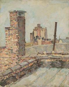 ROSE Herman 1909-2007,Cloudy Rooftop,1960,Swann Galleries US 2024-01-25