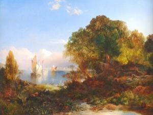 ROSE William S 1810-1873,View through trees to ships at anchor in a bay,Dreweatt-Neate GB 2012-05-30