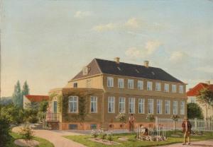 ROSENBERG Christian 1816-1883,View from a large house with a man enjoying a wa,1858,Bruun Rasmussen 2022-09-12