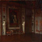 ROSENBERG J 1800-1800,Interior from a palace with two busts,Bruun Rasmussen DK 2012-06-11