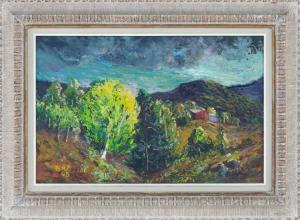 ROSENBERG James Naumburg 1874-1970,Landscape with rolling hills and barn,Eldred's US 2018-09-21