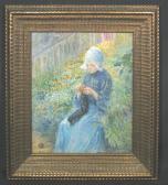 ROSENBERG Lazar 1862,a young girl knitting in the garden,Bonhams GB 2005-02-13