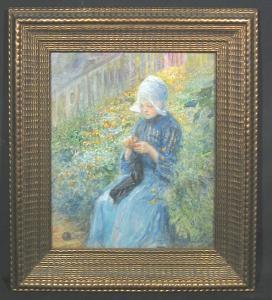 ROSENBERG Lazar 1862,a young girl knitting in the garden,Bonhams GB 2005-02-13