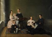 ROSENBROCH JOHANNES 1813-1881,Gruppbild av barnen Tamm på Österby br,1849,Stockholms Auktionsverket 2017-06-06