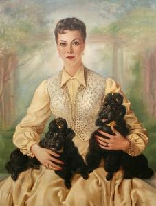 ROSENFELD Alexander,A Portrait of a Lady Holding Two BlackPoodles, tho,1954,Bonhams 2008-05-18