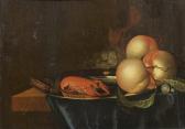 ROSENHAGEN Johannes 1640-1668,Nature morte aux pêches avec un homard sur un enta,Tajan FR 2010-12-13
