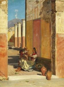 ROSENSTAND Vilhelm J.,Vilhelm Rosenstand: View from Pompeii with a mothe,Bruun Rasmussen 2018-02-27