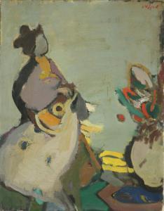 ROSENTALIS Moshe 1922-2008,A Girl and a Vase with Flowers,Tiroche IL 2023-12-19