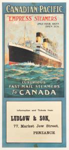 ROSENVINGE Odin 1880-1957,CANADIAN PACIFIC, Empress Steamers to CANADA,Bonhams GB 2023-02-02