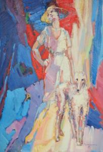ROSENZWEIG Irving 1915-1983,Woman with Wolfhound,Burchard US 2015-08-23