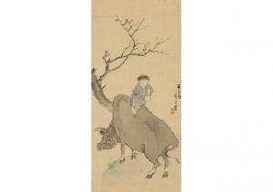 ROSETSU Nagasawa 1754-1799,Child on cow,Mainichi Auction JP 2022-09-02