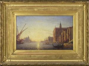 ROSIER Amedee 1831-1898,Coucher de soleil à Venise devant le palais des Do,Conan-Auclair 2024-02-20
