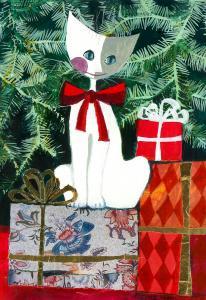 ROSINA,Cat under a Christmas tree,1990,Burstow and Hewett GB 2021-12-16