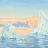 ROSING Otto 1896-1965,Sunset at the coast of Greenland,1956,Bruun Rasmussen DK 2012-01-23
