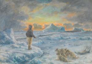 ROSING Svend Peter Christ,An Inuit hunter with his dog sled,1945,Bruun Rasmussen 2020-05-25