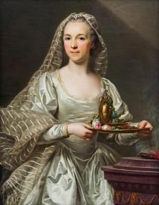ROSLIN Alexander,Porträtt föreställande Mlle Bourgevin de Linas, fr,1756,Uppsala Auction 2023-12-12