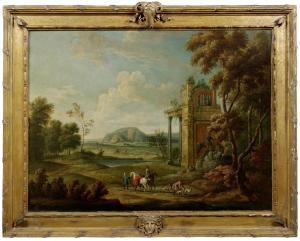 ROSS James 1700-1760,A hunting party by classical ruins, a stag hunt be,1760,Bonhams GB 2015-10-28