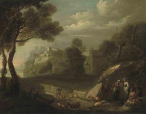 ROSS James 1700-1760,A wooded river landscape with shepherds and their ,Christie's GB 2011-12-09