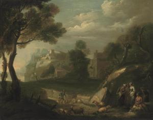 ROSS James 1700-1760,A wooded river landscape with shepherds and their ,Christie's GB 2012-10-24