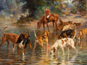 ROSSEAU Percival Leonard,A Moment's Rest - Foxhounds at a Ford,1926,William Doyle 2024-04-16