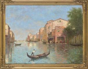 ROSSELLI Giacomo 1901,Gondolas on the Grand Canal, Venice,Christie's GB 2007-05-23