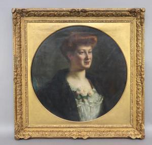 ROSSET GRANGER Edouard 1853-1942,Portrait de femme au corsage fleuri,Auxerre Enchères FR 2019-06-09