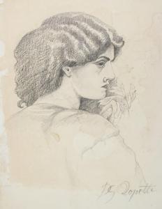 ROSSETTI Dante Gabriel 1828-1882,sketch of a woman holding a flower,888auctions CA 2024-02-08