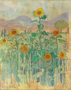 ROSSI Carlo 1921-2010,FIELD WITH SUNFLOWERS, TUSCANY,1990,McTear's GB 2018-08-05