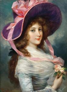 ROSSI Lucio 1846-1913,Portrait of a Lady with a Purple Hat and Roses,Palais Dorotheum AT 2023-10-24