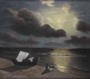 ROSSING Karl 1897-1987,Mondnacht am Strand,Peter Karbstein DE 2021-10-30