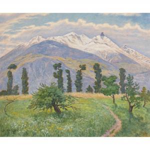 ROTEN CALPINI Berthe 1873-1962,Landschaft im Wallis,Dobiaschofsky CH 2015-05-06