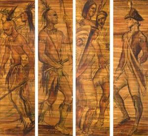 ROTERS CARL 1898-1989,Set of Four Mural Studies for 'The Amer',Jackson Hole US 2021-02-20