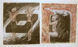ROTH Max Eugen,Diptyque - Personnages, formes et animal. 1986,1886,Galerie Koller 2007-11-11