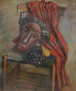 ROTHENBURGH Otto,Still Life with Mask, 
Grapes, 
Pears, 
Chair, 
an,1935,Burchard 2011-04-17
