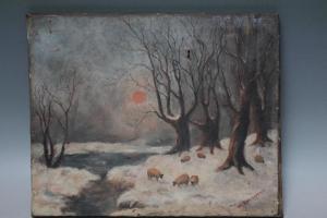 ROTHERFORTH W,Wintery river landscape with sheep,Cuttlestones GB 2017-03-02