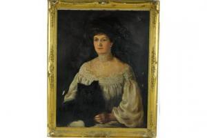 ROTHEWELL A.P 1800-1900,Portrait of a lady with a lapdog,1904,Burstow and Hewett GB 2015-04-29