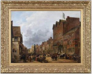 ROTHWELL Selim 1815-1881,Town square with a Busy Market,Brunk Auctions US 2022-09-30