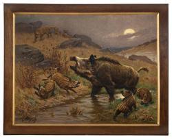 ROTIG Georges Frederic,Laie et ses marcassins sur le point d'être attaqué,1899,Aguttes 2023-11-15