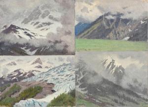 ROTIG Georges Frederic 1873-1961,Quatre vues de pics enneigés,1922,Coutau-Begarie FR 2024-04-17