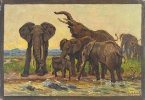 ROTIG Georges Frederic 1873-1961,Troupeau d'éléphants,1932,Coutau-Begarie FR 2024-04-17