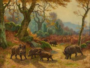 ROTIG Georges Frederic 1873-1961,Troupeau de sangliers à l'automne,Pescheteau-Badin FR 2025-06-19