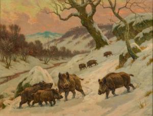 ROTIG Georges Frederic 1873-1961,Troupeau de sangliers dans la neige,Pescheteau-Badin FR 2025-06-19