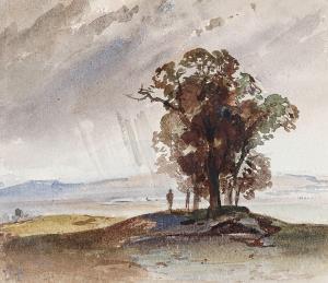ROTTMANN Leopold 1812-1881,Landschaft mit Wanderer neben einer Baumgruppe,Winterberg Arno 2023-10-21