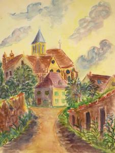 ROUART Madeleine 1896-1986,Vue de village,1958,Brissoneau FR 2023-02-09