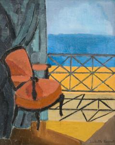 ROUAULT Isabelle 1910-2004,Le fauteuil rose au balcon,Marambat-Camper FR 2023-04-19