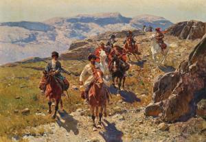 ROUBAUD Frants 1856-1928,Caucasian Equestrians in the Mountains,Palais Dorotheum AT 2024-04-25