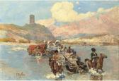 ROUBAUD Frants 1856-1928,Caucasians crossing a river,Christie's GB 2005-11-30